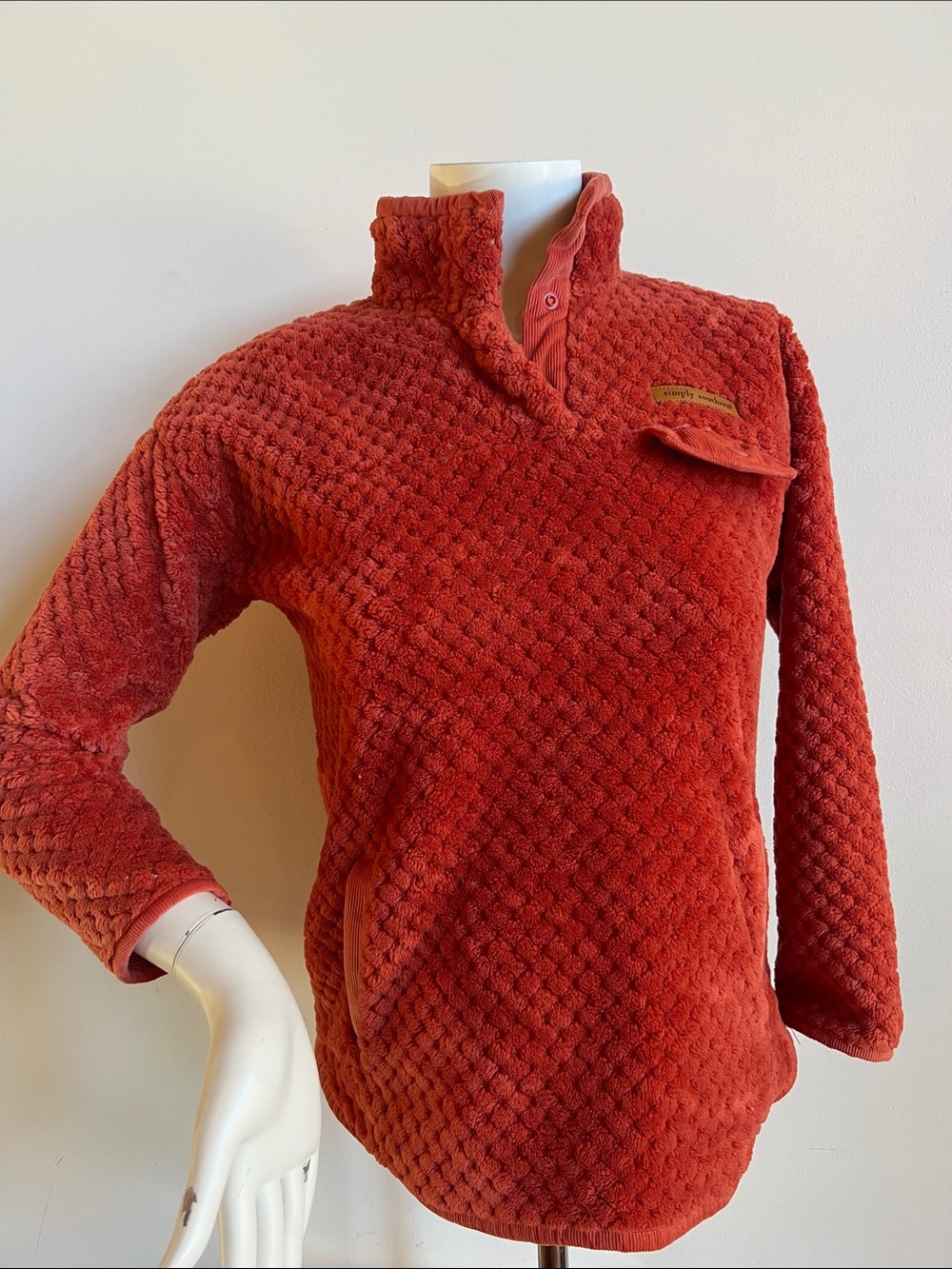 Simply Southern Rust Orange Textured Teddy Pullover